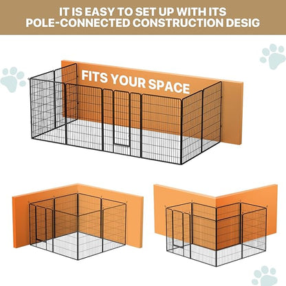 MoNiBloom Dog Playpen Outdoor, 47" Height 8 Panels Heavy Duty Metal Dogs Pen for Large/Medium/Small Animals Pet Exercise Pen for RV Camping Yard
