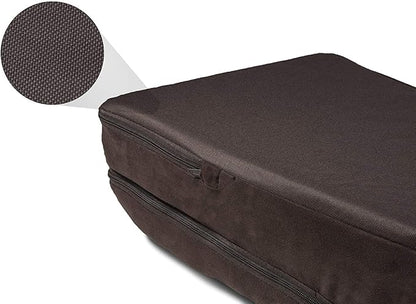Furhaven Orthopedic Dog Bed for Medium/Small Dogs w/ Removable Bolsters & Washable Cover, For Dogs Up to 35 lbs - Two-Tone Plush Faux Fur & Suede L Shaped Chaise - Espresso, Medium,30"L x 20"W x 6"Th