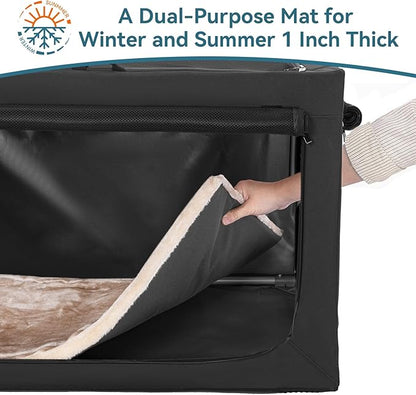 Petsfit 30inch Soft Sided Dog Crate with Thicken Plush Mat-Foldable Design + Adjustable the Tightness Of the Cloth, Dog Crates