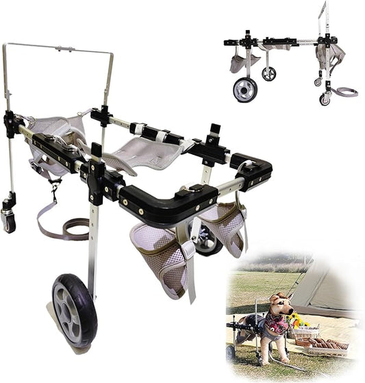 Dog Wheelchair,Lightweight Aluminum Frame with Handle,Extended Leg Straps,Includes Leash,Fits Pugs,French Bulldogs,and Schnauzers（Middle Size）/Beagle,Corgi,and Cocker Spaniel（Large Size）