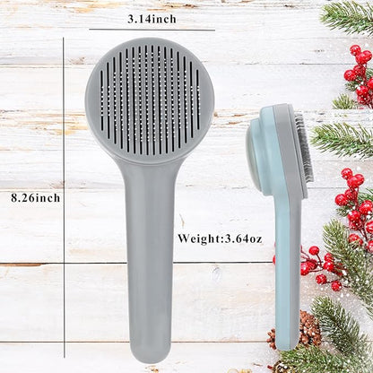 itPlus Pet Grooming Self-Cleaning Hair Brush for Dogs & Cats, Indoor Cats Slicker Brush, Short & Long Hair, Shedding & Undercoat Removal Tool for Kittens & Cats, Blue