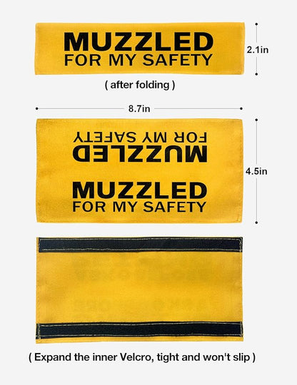 Yellow Muzzled for My Safety Dog Leash Sleeve, Funny Dog Tags Dog Leash Sleeve Wrap Alert Hanging ID Patch Tag, Pet Dog Birthday Service Dog Leash Gift for Dog Owners