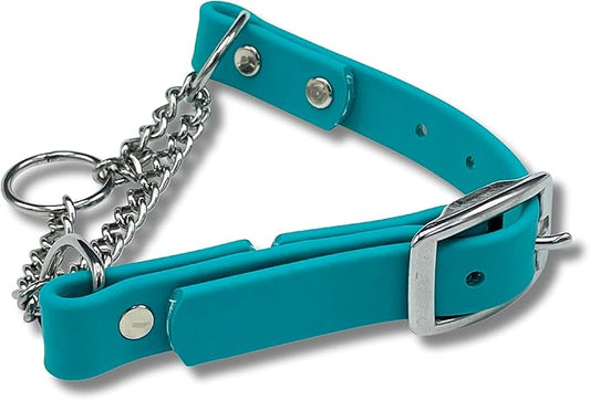Martingale Collar for Dogs, Biothane, Stainless Steel Hardware, No Pull, Made in The USA, Professional Grade, Small, Teal