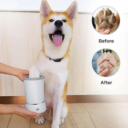 sphera Automatic Pet Paw Cleaner - White - Portable Electric Washer and Massager for Dogs & Cats - USB Rechargeable - Silicone Brush