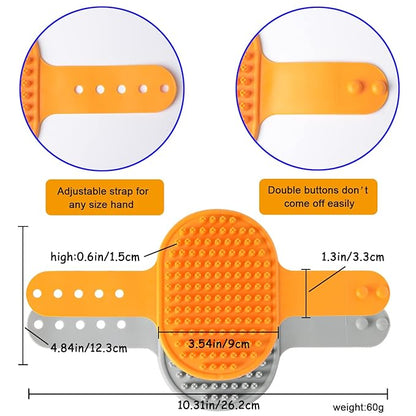 Dog Bath Brush Set - 2 Pcs Rubber Grooming and Shedding Brush for Short and Long Haired Dogs, Cats with Adjustable Handle - Perfect for Washing, Shampooing, and Bathing