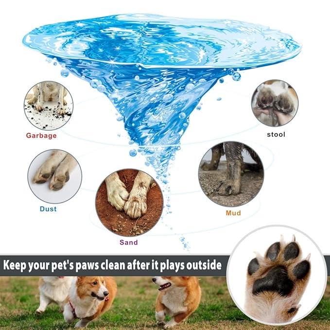 Idepet Dog Paw Cleaner Cup with Towel Pet Foot Washer Protable Dog Cleaning Brush for Puppy Cats Massage Grooming Dirty Claws(Blue)