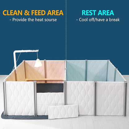 Senneny Extra Tall Whelping Box - Dog Pen with Whelping Pad, Lamp Holder - Supplies for Large, Medium, Small Dogs & Puppies (White, 1-Room(48" L x 48" W x 24" H))