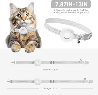 Cat Tracker, Pet Tracker for Cats, Cat GPS Tracker Collar with Safety Elastic Buckle, GPS Tracker Compatible with Apple Find My App (Only iOS), No Monthly Fee, Waterproof, White