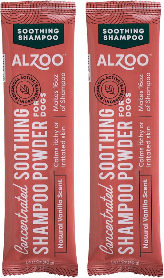Concentrated Soothing Shampoo Powder for Dogs, Calms Itchy or Irritated Skin, 100% Plant-Based Active Ingredients, Natural Vanilla Scent, Pack of 2