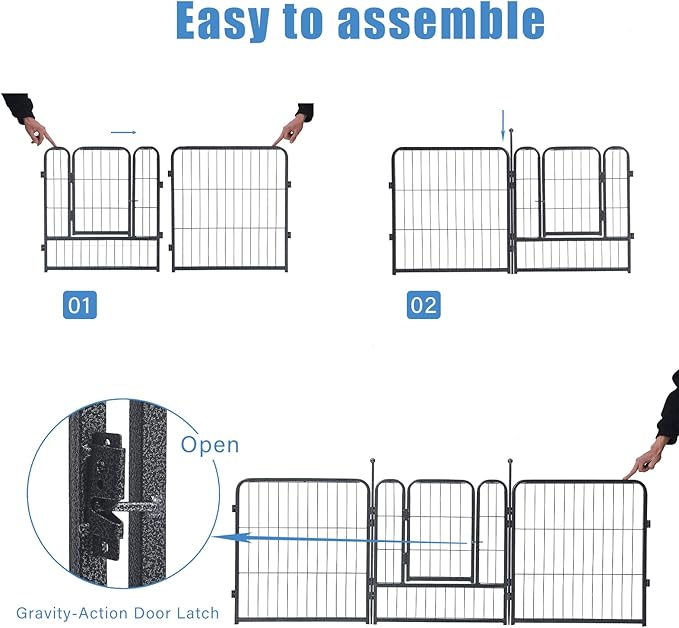 Dog Playpen, Dog Fences for The Yard, Portable Outdoor Dog Playpen for Large/Medium/Small Dogs, Foldable Metal Dog playpen, with Doors (24 Panels, 24")