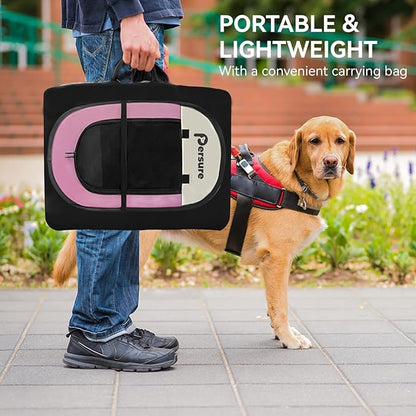 Dog Cat Playpen Indoor Outdoor for Puppy Pet Travel, Dogs Enclosure Tent Crates Cage for Recovery After Surgery, Portable Pop Up Dog Kennel with Carrying Case(Pink, Large)