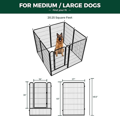 FXW Rollick Dog Playpen for Yard, RV Camping, 45 inch 8 Panels for Large Dogs│Patented