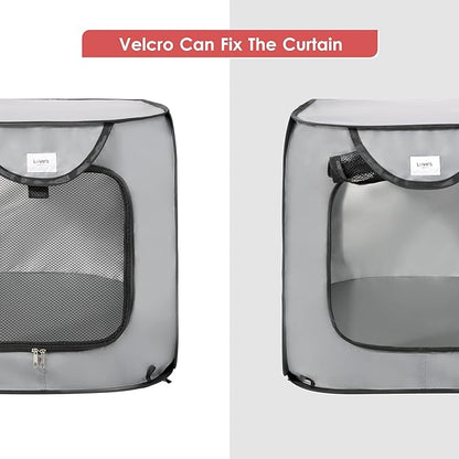 Love's cabin 36in Portable Large Dog Bed - Pop Up Dog Kennel, Indoor Outdoor Crate for Pets, Portable Car Seat Kennel, Cat Bed Collection, Grey