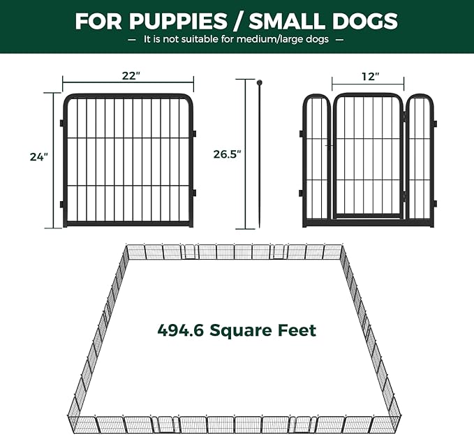 FXW Rollick Dog Playpen for Yard, RV Camping, 24 inch 48 Panels for Puppy and Small Dogs│Patented