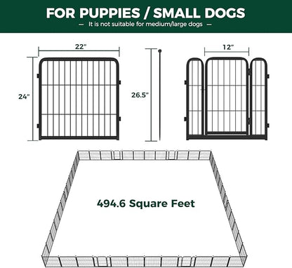 FXW Rollick Dog Playpen for Yard, RV Camping, 24 inch 48 Panels for Puppy and Small Dogs│Patented