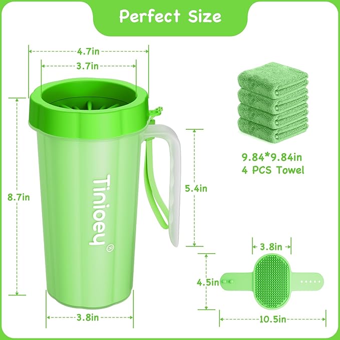 Paw Cleaner with Handle for Large Dogs | Muddy Dog Feet Washer | Pet Foot Cleaner (Green)