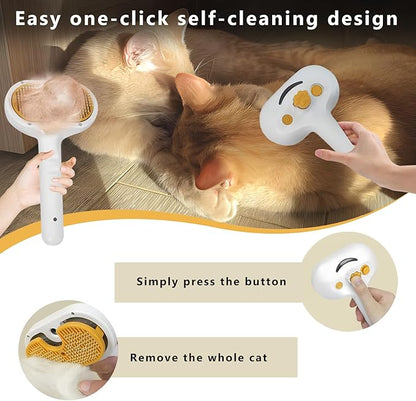 Pet Steam Brush for Dog & Cat – 3-in-1 Spray Hair Removal Comb – Steam for Shedding & Grooming – Water Brush for Long & Short Haired Pets – Spritz Defur Comb – Includes Waterless Shampoo