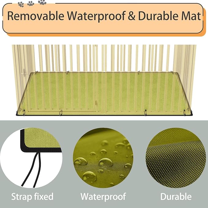 Steel Tube Heavy Large Dog Crate with Mat Base, 48" L x 28" H Dog Crates for Medium Large Dogs, Big Dog Cage, Dog Kennel, Puppy Dog Playpen with Top, Pet Cage, Indoor, Light Green2