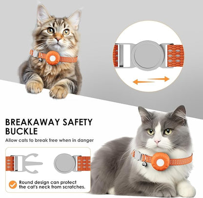 Cat Tracker, Pet Tracker for Cats, Cat GPS Tracker Collar with Safety Elastic Buckle, GPS Tracker Compatible with Apple Find My App (Only iOS), No Monthly Fee, Waterproof, Orange