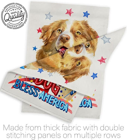 Breeze Decor Patriotic Yellow Australian Shepherd House Flag-Pack Dog Puppy Spoiled Paw Canine Fur Pet Nature Farm Animal Creature Applique Banner Small Garden Yard Gift Double-Sided, Made in USA