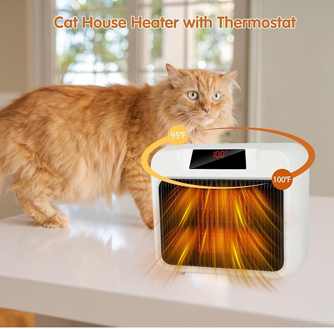 BWOGUE Large Dog House Heater with Thermostat, 300W/600W Outside Pet House Heater for Winter with Anti-Bite Cord, Wall-Mounted Outside Dog Heaters for Dog House Chicken Coop Heater Rabbit Hutches