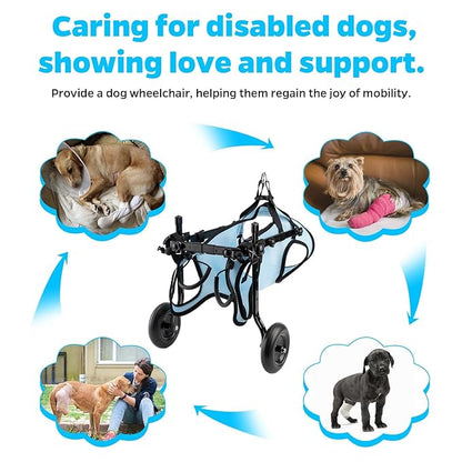 New Adjustable Small Dog Wheelchair for Back Legs, Walking Pets Dog Wheelchair, Doggy Wheelchair with Disabled Hind Legs, Mobility Aids for Small Pets Hind Limbs, Dog Carts with Wheels,Light Weight,XS