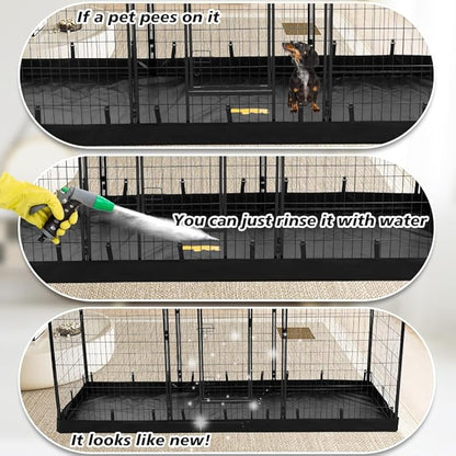 PJYuCien Rectangle Dog Playpen Bottom Pad - Fits 8 Panels 24"" Width Metal Dog Playpen -24""x72"" Size 600D Oxford Cloth Waterproof Playpen Bottom Pad (Note: Only Bottom Pad, No Playpen!!!), Black