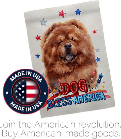Breeze Decor Patriotic Red Chow House Flag Pack Dog Puppy Spoiled Paw Canine Fur Pet Nature Farm Animal Creature Embroidery Decoration Banner Small Garden Yard Gift Double-Sided, Made in USA