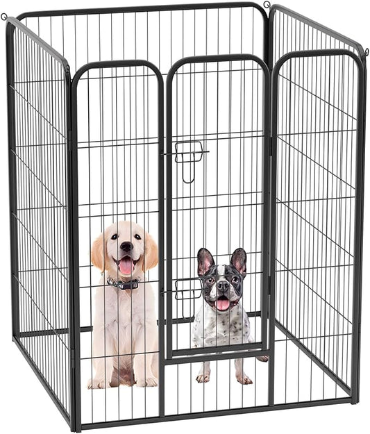 FDW Dog Playpen Dog Pen Dog Kennel 4 Panels 40 Inch Height Indoor Outdoor Folding Metal Portable Puppy Exercise Pen Heavy Duty Dog Fence for Yard Camping,Black