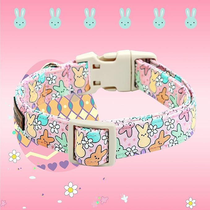Lionheart glory Easter Dog Collar Colorful Collar for Small Dog Collars Easter Egg Print Dog Collars Spring Female or Male Pet Gift Adjustable Heavy-Duty Holiday Dog Collar Plastic Buckle