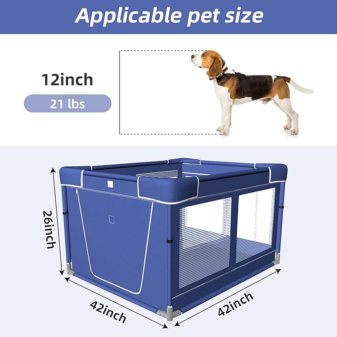 42 × 42 Inch Puppy PlayPen, Dog Playpen with Mat for Puppies, Small and Medium Dogs, Pet PlayPen for Outdoors & Indoors