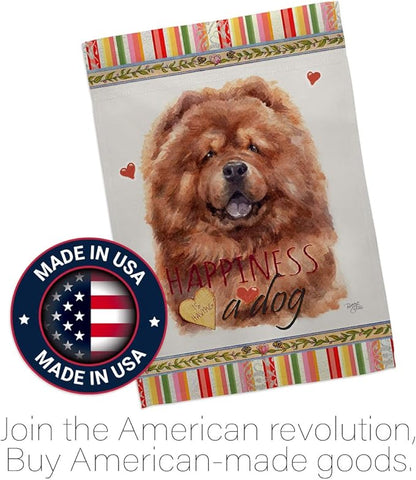 Breeze Decor Red Chow Happiness House Flag 2 pcs Pack Dog Puppy Spoiled Paw Canine Fur Pet Nature Farm Animal Creature Decoration Banner Small Garden Yard Gift Double-Sided, Made in USA