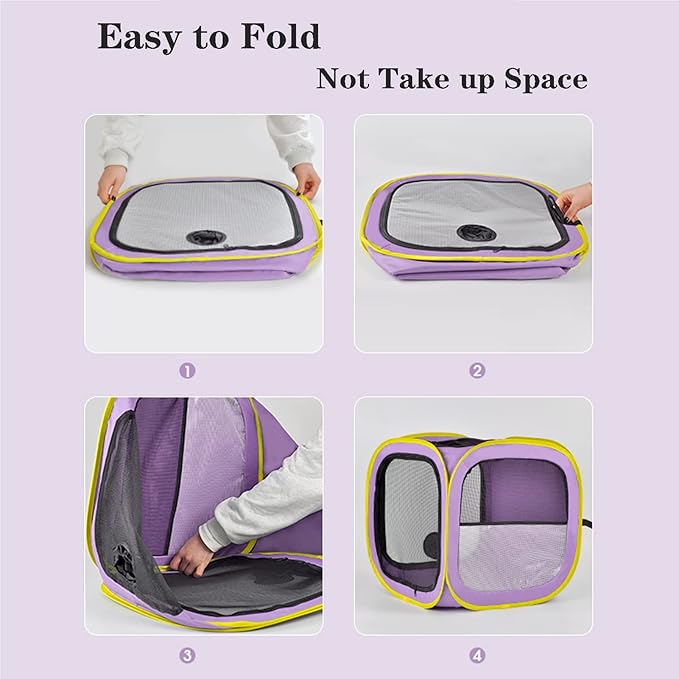 Pet Cat Dog Drying Box,Portable Foldable Cat Drying Room,Drying Crate Cage for Small Medium and Large Dogs (Purple)