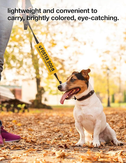 Yellow Foster Dog Looking for My Forever Home Dog Leash Sleeve, Funny Dog Tags Dog Leash Sleeve Wrap Alert Hanging ID Patch Tag, Pet Dog Birthday Service Dog Leash Gift for Dog Owners