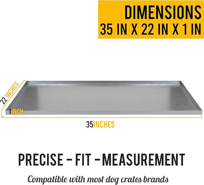 KOPEKS Galvanized Metal Tray for Dog Crates, Pet Kennels, Restaurant Grease Traps, and Floor Protection with Leak and Rust Resistant Chew Proof Durability, Heavy-Duty Reusable Coverage
