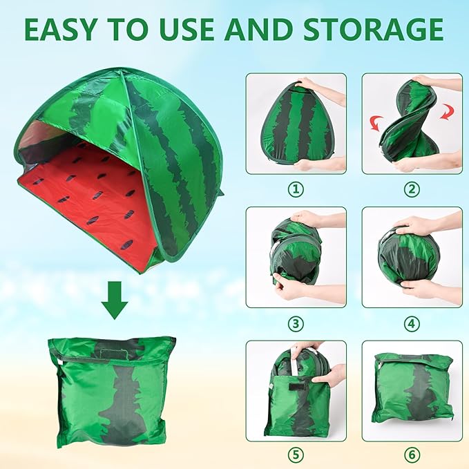 Dog Beach Tent Sun Shelter, 1 Pack Watermelon Portable Sun Shelter Automatic Pop-up Beach Tent Mini Dog Cat Tent Pet Protection for Indoor and Outdoor, M