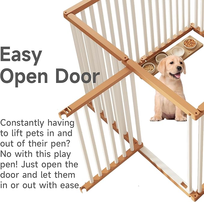 Dog Playpen Foldable Metal Pet Pen Fence Pet Door 8 Panels for Medium/Small Dogs, Indoor & Outdoor,Portable Pet Playpen for Camping, Yard and RV