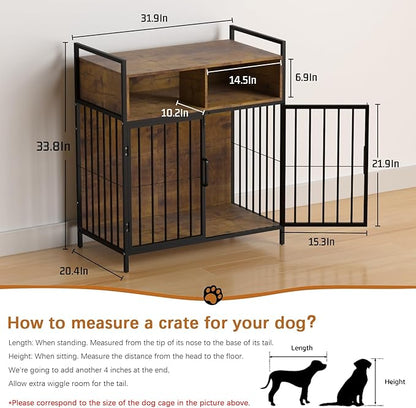aboxoo 32/40 Inches Furniture Style Dog Crate for Medium Small Dog,Indoor Dog Kennels with Drawers Storage(Rustic Brown)