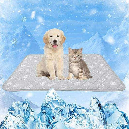 MH MYLUNE HOME Dog Cooling Mat, 20”x30” Cooling Pad for Dog/Cat Arc-Chill Cooling Fiber & Endothermic Color Changing Pet Cooling Mat for Dog Foldable & Washable Non-Toxic Summer Pet Blanket, Gray