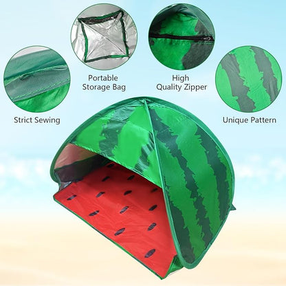 Dog Beach Tent Sun Shelter, 1 Pack Watermelon Portable Sun Shelter Automatic Pop-up Beach Tent Mini Dog Cat Tent Pet Protection for Indoor and Outdoor, M