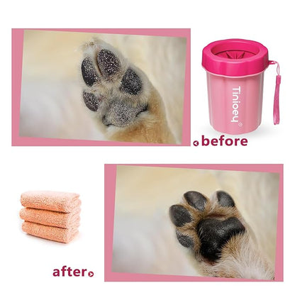 Dog Paw Cleaner for Medium Dogs (with 3 Absorbent Towels), Dog Paw Washer, Muddy Paw Cleaner, Pet Foot Cleaner (Medium, Red)
