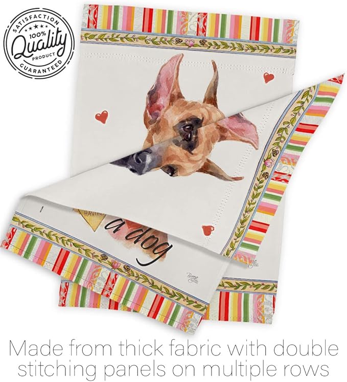 Breeze Decor Fawn Dane Happiness House Flag Set Dog Puppy Spoiled Paw Canine Fur Pet Nature Farm Animal Creature Decoration Banner Small Garden Yard Gift Double-Sided, Made in USA
