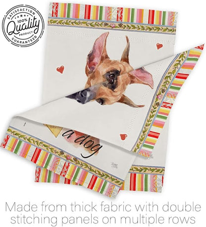 Breeze Decor Fawn Dane Happiness House Flag Set Dog Puppy Spoiled Paw Canine Fur Pet Nature Farm Animal Creature Decoration Banner Small Garden Yard Gift Double-Sided, Made in USA