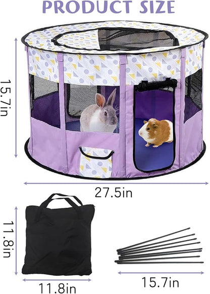 BNOSDM Rabbit Playpen with Zippered Top Portable Small Pet Cage Tent Bunny Foldable Pop Up playpen Indoor Outdoor Travel Use Exercise Yard Fence for Rabbits Ferrets Cats Guinea Pigs