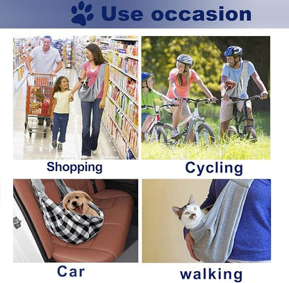 Dog and Cat Sling Carrier Little Pet Carrier Shoulder Crossbody Pet Slings for Outdoor Traveling Subway (Gray)