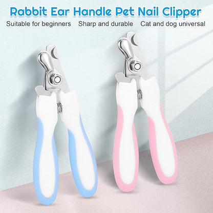 Pet Nail Clippers, Suitable for Both Cats and Dogs, A Half Moon Shaped Alloy Blade and A Rubber Material Handle with A File. Automatic Rebound Handle.Cat and Dog Universal（Blue）
