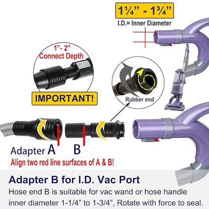 Dog Hair Vacuum Attachment for Most Vacuums, Pet Shedding Grooming Brush Tool with Long Extension Hose and Universal Vac Hose Adapters (Universal)
