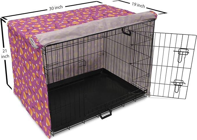 Lunarable Candy Corn Dog Crate Cover, Continuing Interpretation of Triangular Sugary Elements, Easy to Use Pet Kennel Cover for Cats & Medium Dogs, 30 Inch, Fuchsia Apricot