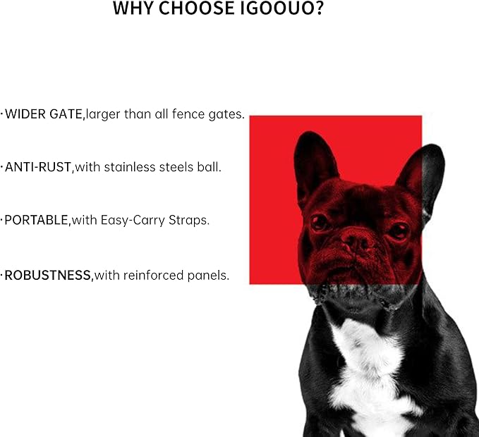 Puppy Playpen, IGOOUO 24'' Portable Dog Playpen with Easy-Carry Straps,4 Panels Dog Pen Play Pen for Small Dogs,Rustproof Pet Playpen for Camping RV Yard(with One Door)