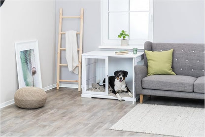 TRIXIE 38.7" Indoor Dog Crate, Wooden Crate Table for Dogs Up to 66 lb, Large Dog Kennel, Perfect in Any Room, White